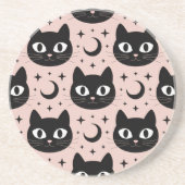 Schattigee zwarte katten en hemelse Halloween Zandsteen Onderzetter (Voorkant)