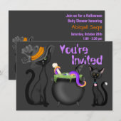 Schattigee zwarte katten en ketel Halloween Baby s Kaart (Voorkant / Achterkant)