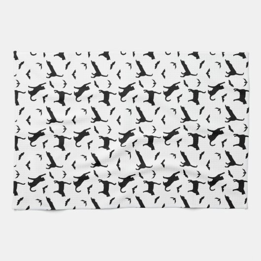 Schattigee zwarte katten en vleermuizen patroon pl theedoek (Horizontaal)