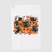 Schattigee zwarte katten in pompoenen Halloween Ni Golfhanddoek (Voorkant)