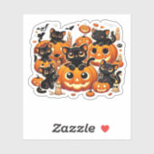 Schattigee zwarte katten in pompoenen Halloween Ni Sticker (Vel)