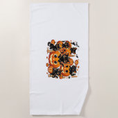 Schattigee zwarte katten in pompoenen Halloween Ni Strandlaken (Voorkant)