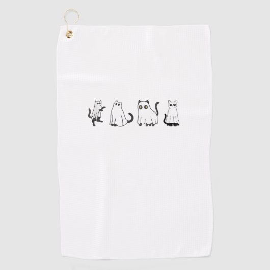 Schattigee zwarte katten in spookkostuum Vrouwen e Golfhanddoek (Voorkant)