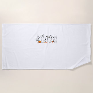 Schattigee zwarte katten in spookkostuum Vrouwen e Strandlaken