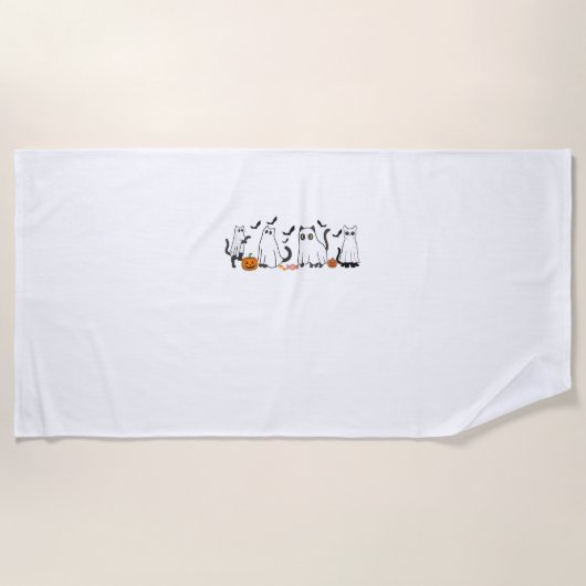 Schattigee zwarte katten in spookkostuum Vrouwen e Strandlaken (Voorkant)