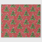 Schattigee zwarte katten in truien kerstboom rood cadeaupapier (Vlak)