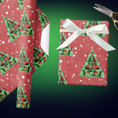 Schattigee zwarte katten in truien kerstboom rood cadeaupapier