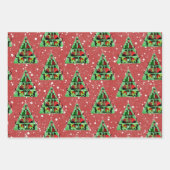 Schattigee zwarte katten in truien kerstboom rood inpakpapier vel (Voorkant 2)