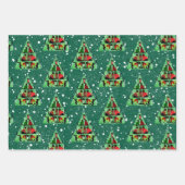 Schattigee zwarte katten in truien kerstboom rood inpakpapier vel (Voorkant 3)