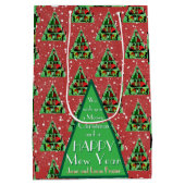 Schattigee zwarte katten in truien kerstboom rood medium cadeauzakje (Achterkant)