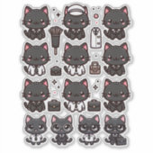 Schattigee zwarte katten in verschillende professi sticker (Voorkant)