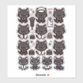 Schattigee zwarte katten in verschillende professi sticker (Vel)