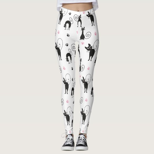 Schattigee zwarte katten leggings (Voorkant)