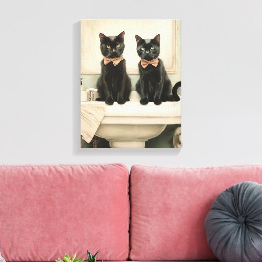 Schattigee zwarte katten op de gootsteen Perfect v Canvas Afdruk (Insitu (Woonkamer))