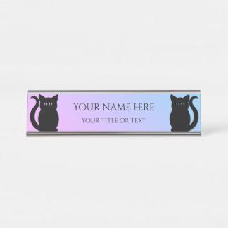 Schattigee zwarte katten verloop achtergrond jouw bureau naambordje