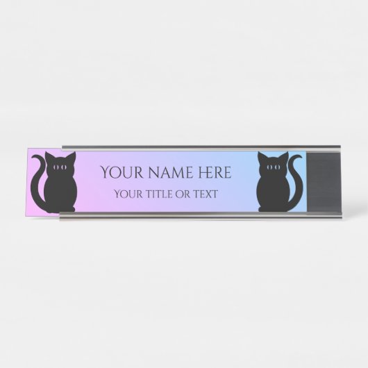 Schattigee zwarte katten verloop achtergrond jouw  bureau naambordje (Voorkant)