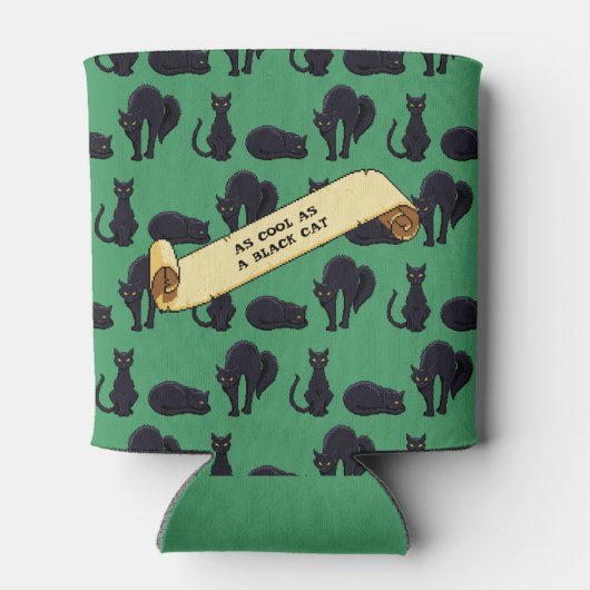 Schattigee zwarte katten zo cool als een zwart kat blikjeskoeler (Achterkant)