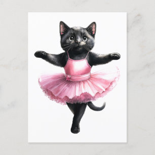 Schattigee zwarte kattenballerina dansballet feestdagenkaart
