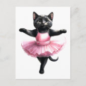 Schattigee zwarte kattenballerina dansballet feestdagenkaart (Voorkant)