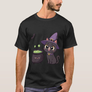 Schattigee Zwarte Kattenheks met Magic Potion Illu T-shirt