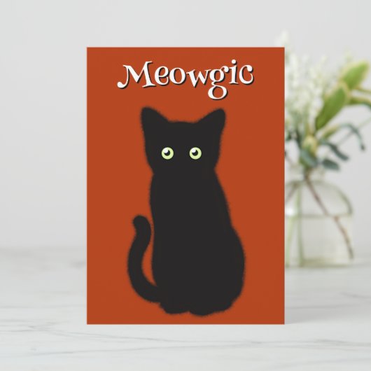 Schattigee zwarte kattenkitten, spooktaculair plez kaart (Staand voorkant)