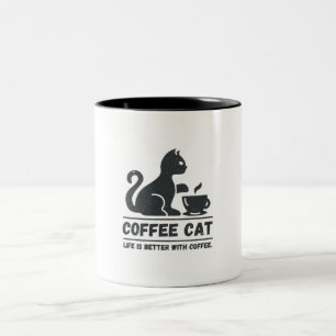 Schattigee zwarte kattenkoffie tweekleurige koffiemok