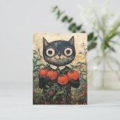 Schattigee zwarte kattentomatentuinier briefkaart (Staand voorkant)