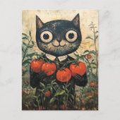 Schattigee zwarte kattentomatentuinier briefkaart (Voorkant)