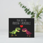 Schattigee Zwarte Kawaii Dinosaurus Pun Valentijns Briefkaart (Staand voorkant)