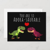 Schattigee Zwarte Kawaii Dinosaurus Pun Valentijns Briefkaart (Voorkant / Achterkant)