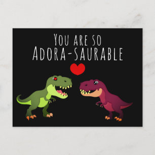 Schattigee Zwarte Kawaii Dinosaurus Pun Valentijns Briefkaart