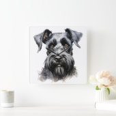 SCHATTIGEE ZWARTE KERRY BLUE TERRIER DOG VIERKANTE KLOK (Huis)