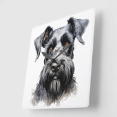 SCHATTIGEE ZWARTE KERRY BLUE TERRIER DOG VIERKANTE KLOK (Hoek)