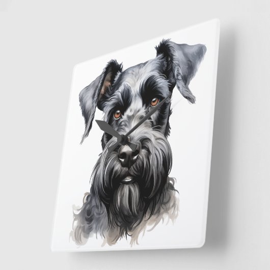 SCHATTIGEE ZWARTE KERRY BLUE TERRIER DOG VIERKANTE KLOK (Hoek)