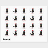 Schattigee zwarte kerstkat in Santa Hat Custom Ronde Sticker (Vel)