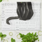 Schattigee zwarte kerstkat voor dierenliefhebbers theedoek (Gevouwen)