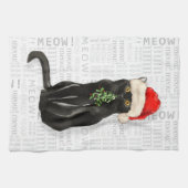 Schattigee zwarte kerstkat voor dierenliefhebbers theedoek (Horizontaal)