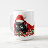 SCHATTIGEE ZWARTE KITTEN CANDY CANES & PET KOFFIEMOK (Voorkant links)