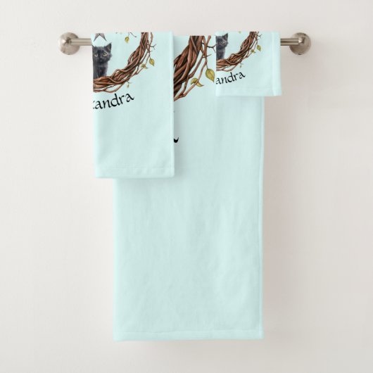 Schattigee zwarte kitten die naar een ster kijkt bad handdoek (Insitu)