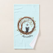 Schattigee zwarte kitten die naar een ster kijkt bad handdoek (Handdoek)