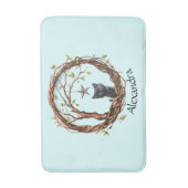 Schattigee zwarte kitten die naar een ster kijkt badmat (Voorkant Verticaal)