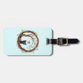 Schattigee zwarte kitten die naar een ster kijkt bagagelabel (Voorkant horizontaal)