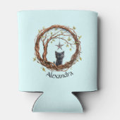 Schattigee zwarte kitten die naar een ster kijkt blikjeskoeler (Achterkant)