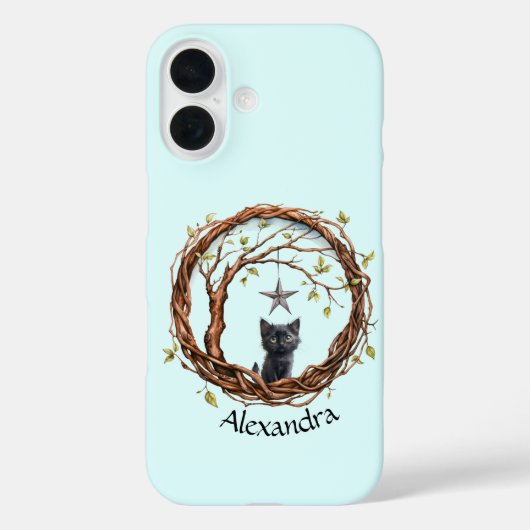 Schattigee zwarte kitten die naar een ster kijkt Case-Mate iPhone case (Achterkant)