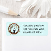 Schattigee zwarte kitten die naar een ster kijkt etiket (Insitu)