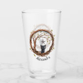 Schattigee zwarte kitten die naar een ster kijkt glas (Achterkant)