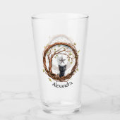 Schattigee zwarte kitten die naar een ster kijkt glas (Voorkant)