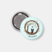 Schattigee zwarte kitten die naar een ster kijkt magneet (Voorkant / Achterkant)