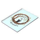 Schattigee zwarte kitten die naar een ster kijkt notitieboek (Linkerzijde)