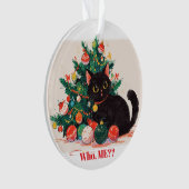 Schattigee zwarte kitten die schuldig lijkt - Kers Ornament (voorkant)